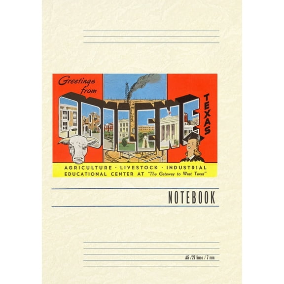 Vintage Lined Notebook Greetings from Abilene, Texas, (Paperback)