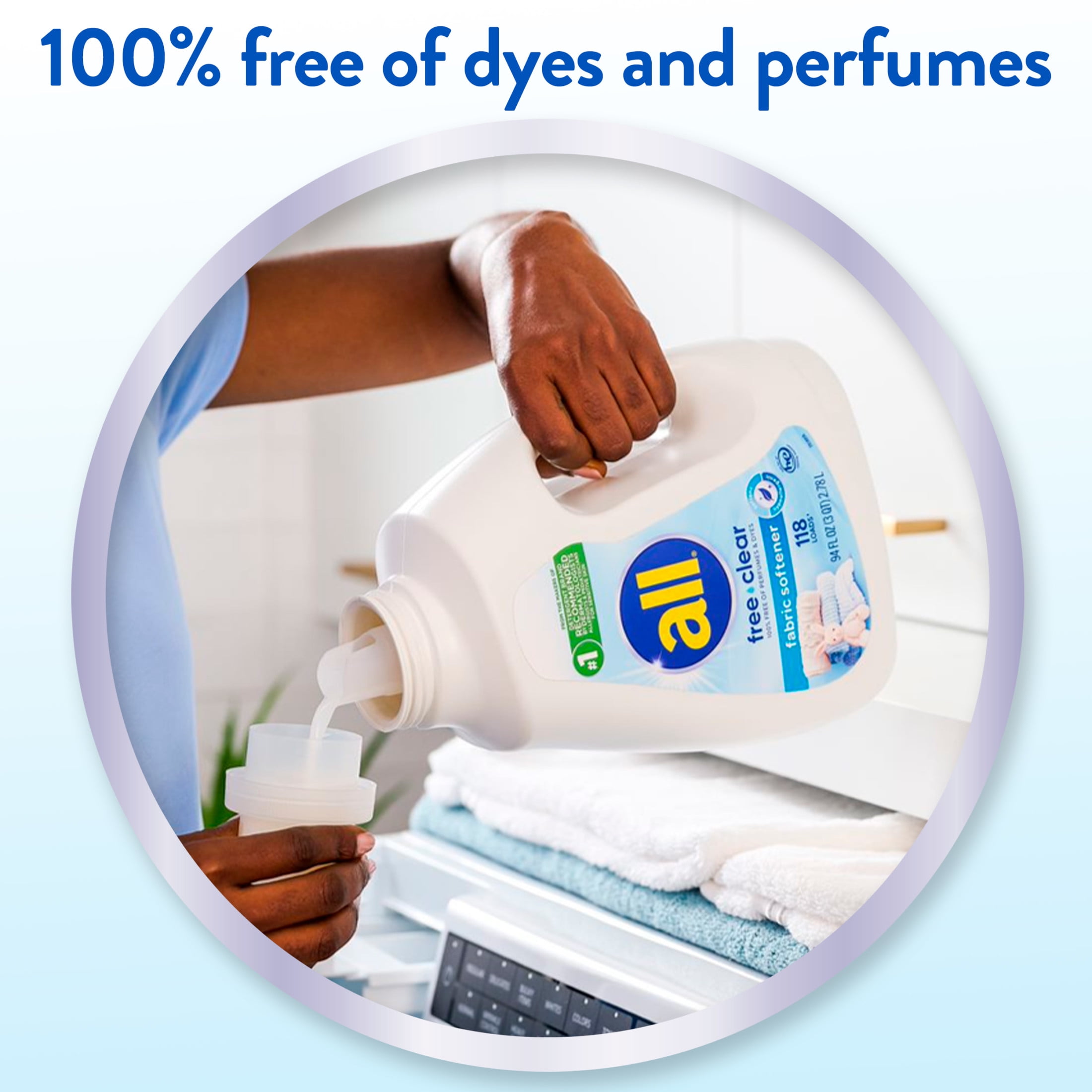 (3 pack) all Liquid Fabric Softener for Sensitive Skin, Free Clear, 40 fluid Ounces