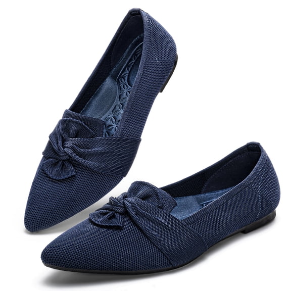 LANCROP Women's Pointed Toe Mesh Ballet Flats Low Heel Wedding Flats Shoes With Bow