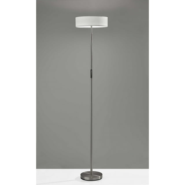 14" X 14" X 71.5" Brushed Steel Metal LED Torchiere
