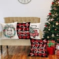 thumbnail image 6 of nukooo 20x20 Inch Buffalo Check Plaid Throw Pillow Covers Merry Christmas Cotton Linen Xmas Tree Mistletoe Wreath Garland Cushion Case Winter Greeting Snow Quotes 4 Packs (4pc Joyful, 20x20 Inch), 6 of 6