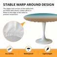 thumbnail image 2 of Elastic Fitted Round Tablecloth, Teal Brown Ombre Waterproof Stretch Table Cover for 36"-44" Tables, Turquoise Gradient Modern Abstract Art Washable Outdoor Tablecloths for Patio, Picnic, Camping, 2 of 9