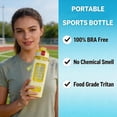 thumbnail image 2 of Sports Water Bottle with Straw, Small Square Leakproof Water Bottle, Bounce Cap Portable Cup for Gym Fitness Outdoor School (Yellow), 2 of 7
