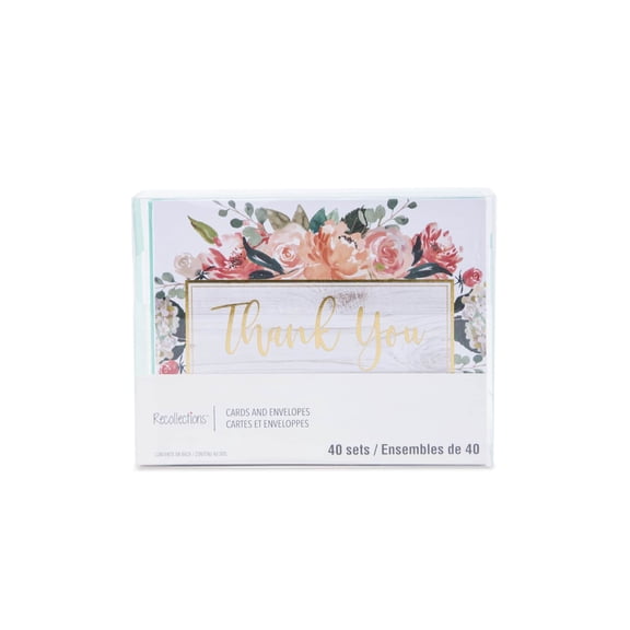 Recollections 4.25" x 5.5" Floral Thank You Cards & Envelopes, 6 Packs: 40 ct. (240 total)
