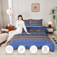 thumbnail image 3 of jejeloiu Bold Border King Size Comforter Sets For Men Women,Tribal Print Comforters King Size,Blue Orange,Navy Blue Reversible,3pcs,1 Comforter and 2 Pillowcases, 3 of 7