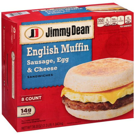 Jimmy Dean Sausage, Egg & Cheese English Muffin Sandwiches, 8 count, 36 ...