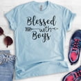 thumbnail image 2 of Blessed With Boys Shirt, Unisex Women's Shirt, Boy Mom Shirt, Mother Shirt, Heather Light Blue, X-Large, 2 of 6