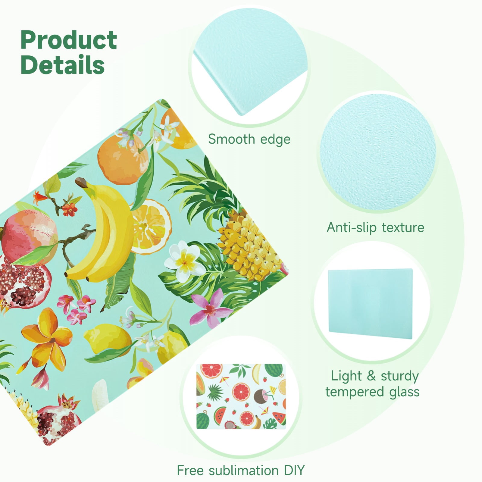 10 PCS Sublimation Glass Cutting Boards, Blank DIY Cutting Boards for Kitchen, Textured Sublimation Tempered Glass Cutting Boards, Anti Slip Heat Resistant Cutting Boards