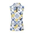 thumbnail image 4 of Garronmavis Women's Golf Shirt Zip Casual Tennis Shirts Sleeveless Collared Shirts Workout Athletic Tops Casual Work Womens Fruit Print Golf Shirt, Italian Lemon Print, Size L, 4 of 7