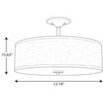 thumbnail image 4 of Progress Lighting Inspire 3-Light Semi-Flush Mount, Brushed Nickel, Off-White Linen Shade, 4 of 5