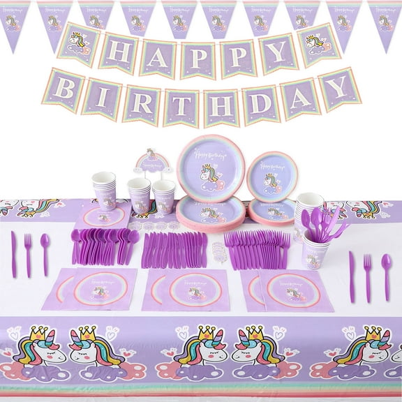 Unicorn Birthday Decorations for Girls Unicorn Birthday Party Supplies 161pcs