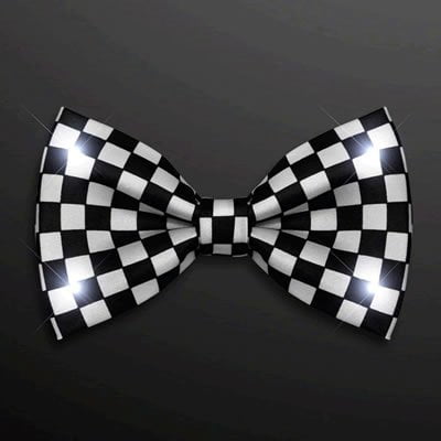 - Black and White Checkered Bow Tie with White LED Lights by, Blinkee Fun! By blinkee