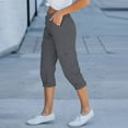 thumbnail image 3 of TYGHBN Women with Pockets Comfy Hiking Cargo Pants Trendy Summer Casual Straight Leg Elastic Waist Pants Soft Sweatpants Petite Pants for Women Casual Straight Leg Dress Pants for Women Business, 3 of 6