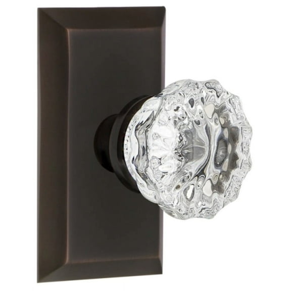 Nostalgic Warehouse Stucry_Prv_234_Nk Crystal Solid Brass Privacy Door Knob Set - Bronze