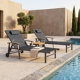 thumbnail image 2 of Harbweb Outdoor Chaise Lounge Chair Set of 2, 5-Position Adjustable Sun Tanning Chair with Pillow, Aluminum Patio Lounge Chair with Wheels & Armrests for Garden, Beach, Patio, Pool, Gray, 2 of 9