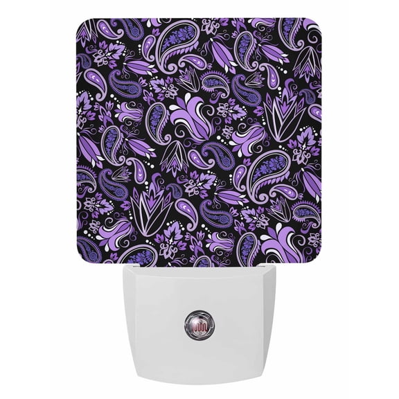 Night Lights Auto Sensor Purple Flower Plug-in LED Nightlights Lamp Dusk to Dawn for Living Room, Bedroom, Bathroom, Hallway, Stairways Home Wall Decor, Abstract Retro Floral Night Light