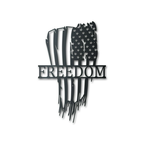 Custom Metal Tattered American Flag Sign 24