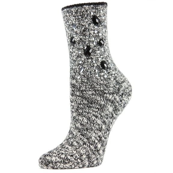 MeMoi Women's Bejeweled for Joy Marl Combed Cotton Crew Sock - Womens - Female, 9-11, Black