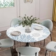thumbnail image 5 of Light Blue Coastal Round Tablecloth for 36-44 Inch Tables,Fitted Table Cover with Elastic Edge,Coral Jellyfish Starfish Ocean Nautical Waterproof Outdoor Table Cloth Protector for Patio Garden Dinner, 5 of 9