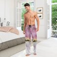thumbnail image 3 of Men's Pajama Pants with Pockets Sleepwear Lounge Pants Stretch Casual Navy Marble with Golden Veins, 3 of 7