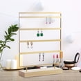 thumbnail image 6 of Segolike 5 Tier Earring Organizer Stand, Wooden Base, Display Rack, Jewelry Holder Organizer for Store, Tradeshow, Photography Dresser Golden, 6 of 8