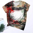 thumbnail image 2 of Jewelreauty Women Casual Tie-Dye Short Sleeve Shirts Round Neck Leopard Print Tops Summer Trendy Tunic Tee (L, Red), 2 of 4