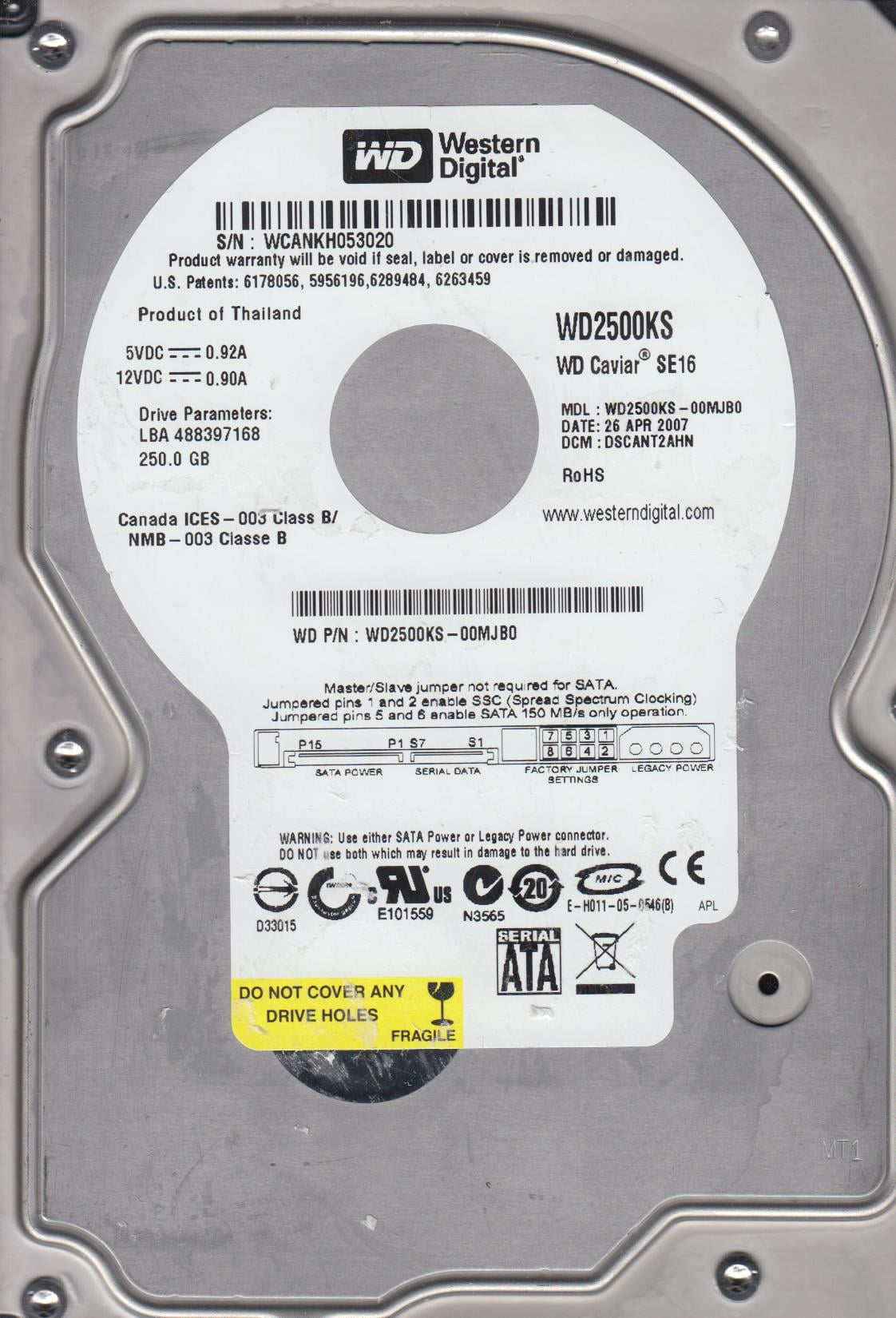 Internal Hard Drive Western Digital WD1601ABYS-01C0A0 160GB