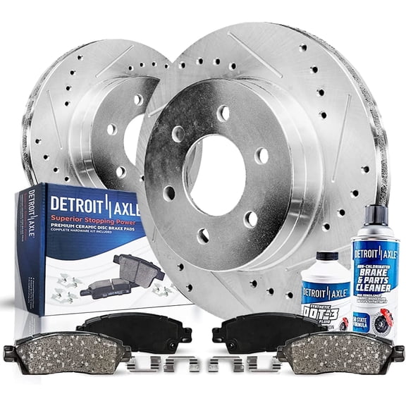 Detroit Axle - 6pc Rear Brake Kit for 2007-2017 Ford Expedition, Lincoln Navigator Drilled & Slotted Brake Rotors and Ceramic Brakes Pads Replacement