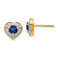 thumbnail image 7 of 14K Yellow Gold Diamond & Sapphire Fancy Heart Stud Earrings, 7 of 7