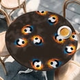 thumbnail image 4 of Brown Soccer Round Tablecloth 36-44 Inch Round Fitted Table Cloth with Elastic Edge, Orange Blue Football Sports Waterproof Table Cover Protector for Outdoor Picnic Party Dining, 4 of 9