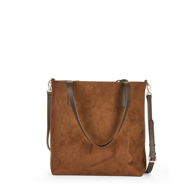 Time and tru leigh north top south reversible tote with pouch