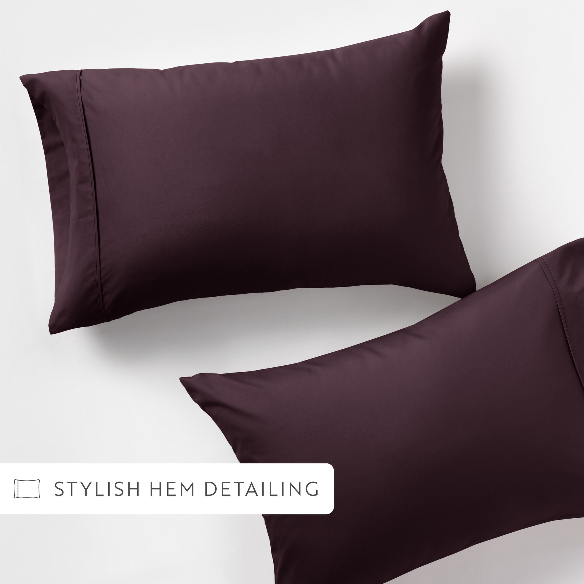 Noble Linens 2 Piece Pillow Case Set, Purple, King