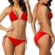 thumbnail image 1 of ¡Rebajas! Conjuntos de bikini Prolriy para mujer, bikini de dos piezas con cordones en color liso, trajes de baño para mujer, rojo, talla M, 1 of 8