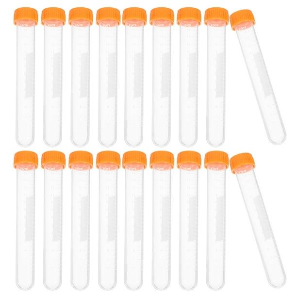 20 tubos de plástico con tapa, 15 ml, para muestras, frascos pequeños para almacenar líquidos.