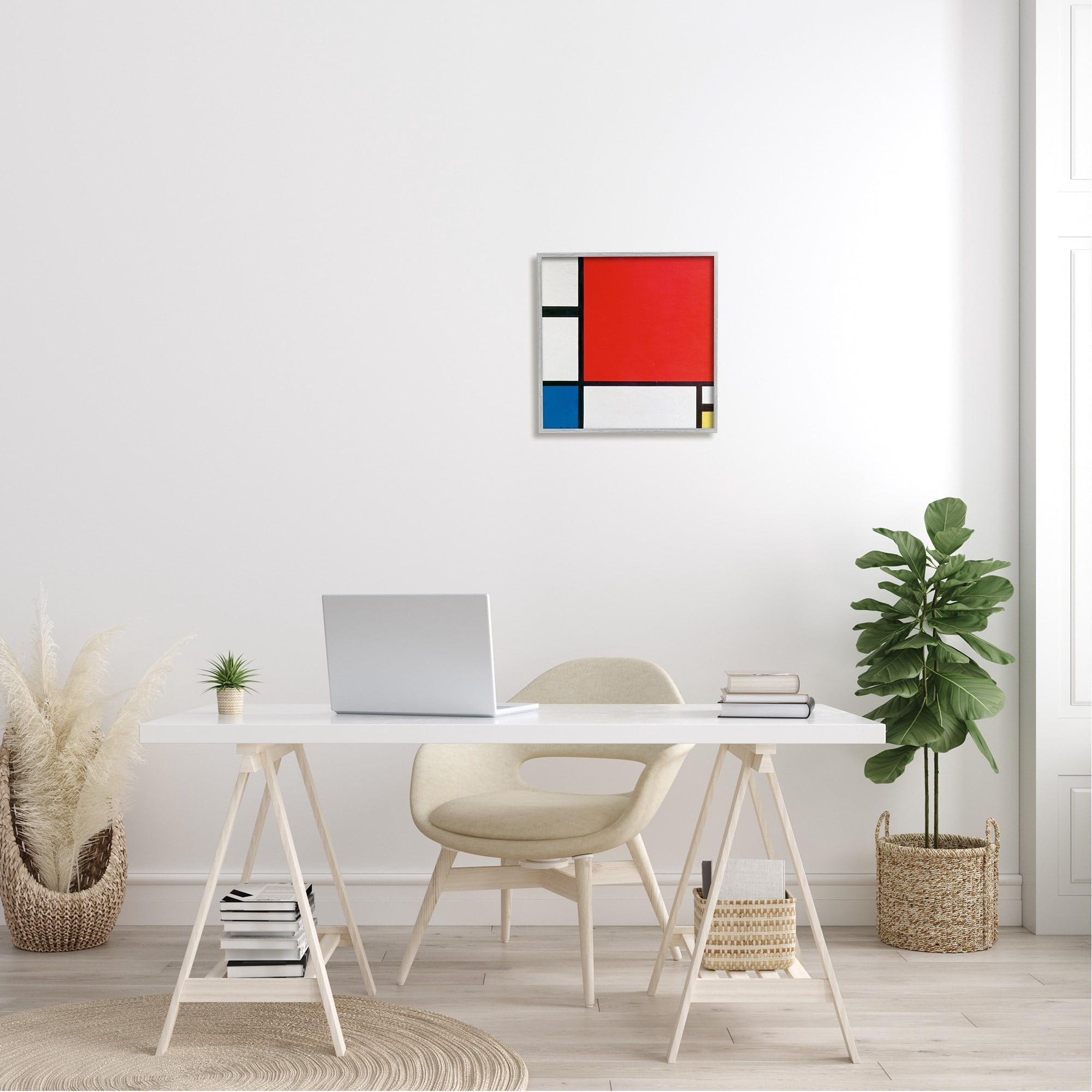 Stupell Industries Composition II in Red Blue Yellow Piet Mondrian Classic Abstract Painting Painting Gray Framed Art Print Wall Art, Design by one1000paintings
