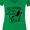 thumbnail image 4 of Inktastic Of Course I Can Drive a Stick with Witch Women's V-Neck T-Shirt, 4 of 5