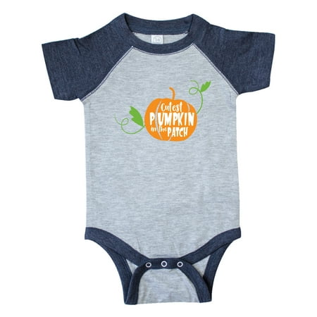 

Inktastic Cutest Pumpkin In The Patch Leaves - Orange Green Gift Baby Boy or Baby Girl Bodysuit