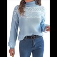 thumbnail image 2 of Suéteres para Mujer, Jerseys Casuales de Larga, Suéteres Cálidos, Tops de Punto Peludo, Suéter Grueso de Gran Tamaño. Azul L, 2 of 10