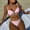 Pink, variant on Women Textured Ruffled Bikini Set, Metal U Bar Front Spaghetti Straps Tie Side High Cut Solid Two Piece Beach Swimsuit
