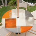 thumbnail image 3 of Burnt Orange Beige Round Outdoor Tablecloth with Umbrella Hole Zipper, Abstract Modern Oil Painting Geometric Elastic Fitted Table Cover, Waterproof Table Cloth for Patio Picnic Party Fits 36"-44", 3 of 9