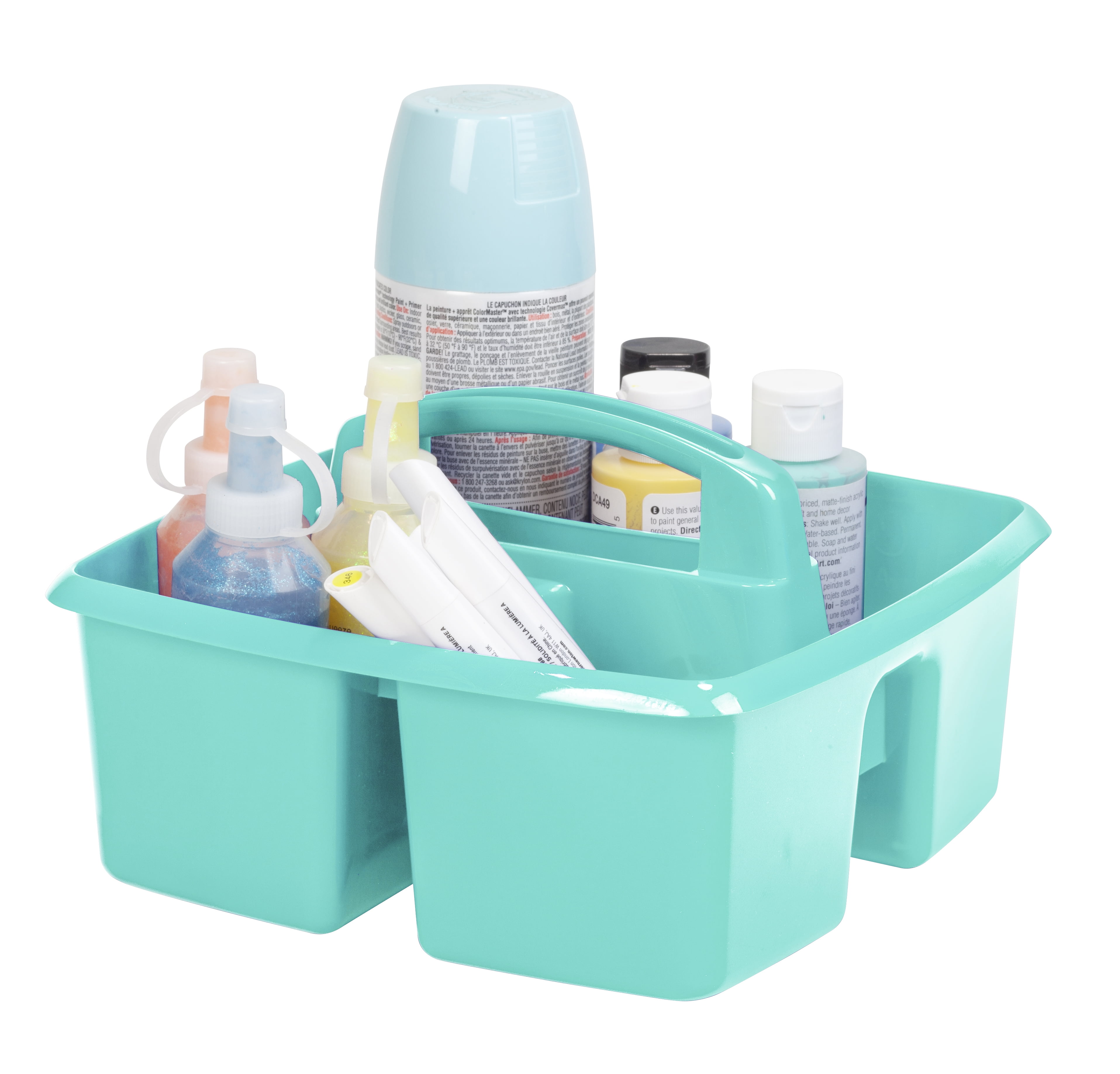Storex Plastic Desktop Organizer Caddy with Handle, Craft and Hobby Storage Caddies, Teal, 6-Pack