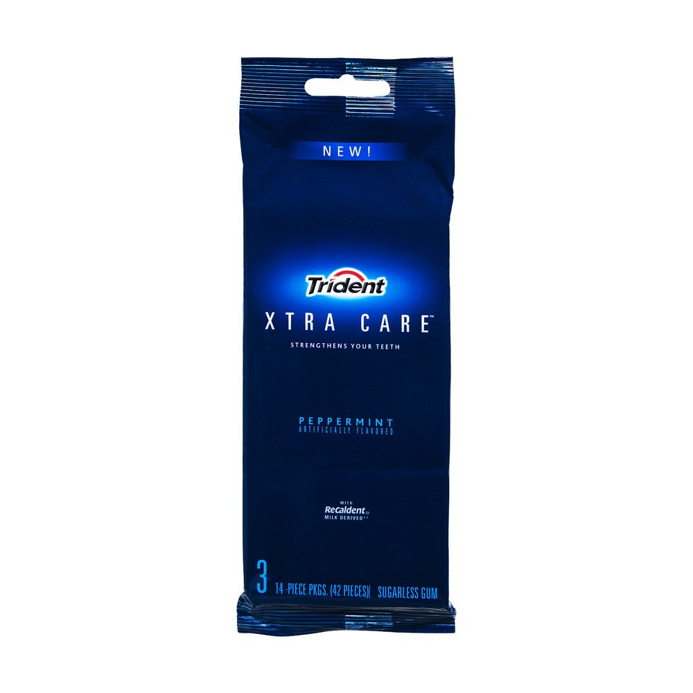 Trident Extra Care Sugar Free Peppermint Flavor Gum, 14 Pieces, 3