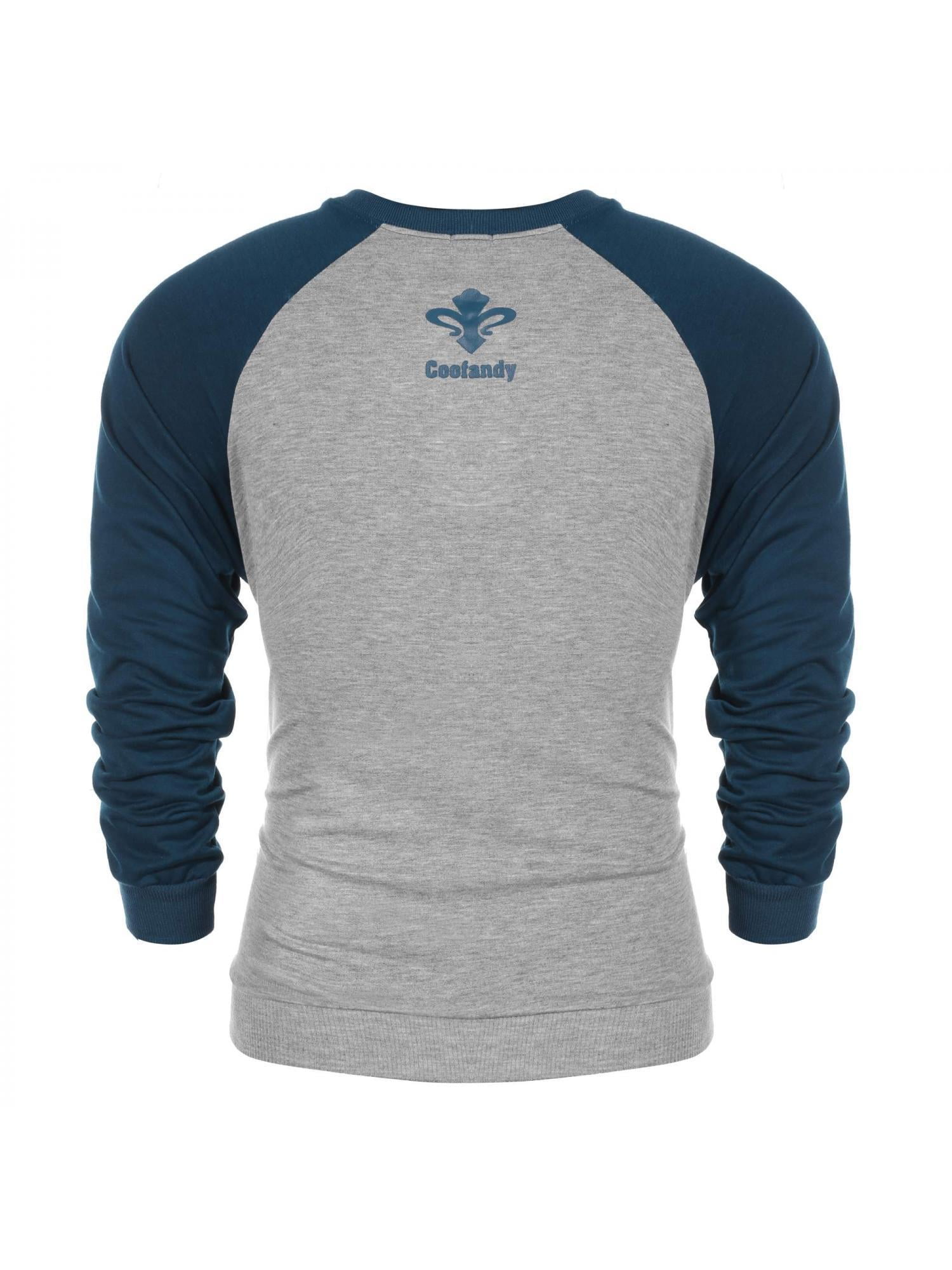 Men/'s Casual Basic Tees Long sleeve Splice T-Shirt Crew Neck Pullover Leisure B