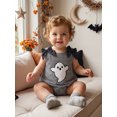 thumbnail image 4 of RUINIXCW Newborn Baby Girl Halloween Outfit Gingham Plaid Bubble Romper Funny Ghost Pumpkin Grimace Embroidery Sleeveless Bow Bodysuit Jumpsuit  Playsuit, 4 of 9