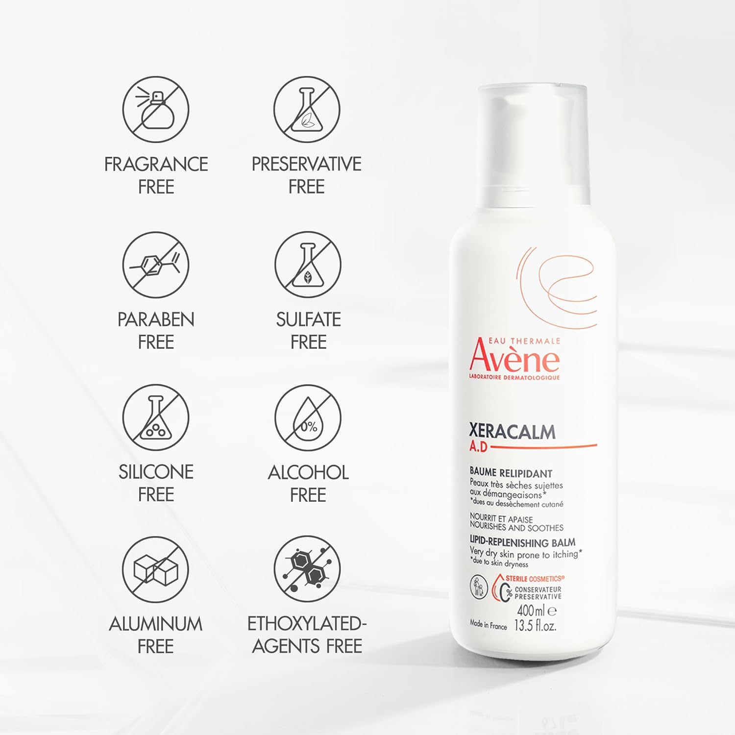 Avene XeraCalm A.D Lipid-Replenishing Balm - For Dry Itchy Skin - Atopic Dermatitis - Eczema Relief, 6.7 fl oz