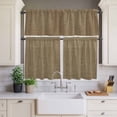 thumbnail image 4 of 3 Piece Kitchen Curtains and Valances Set Vintage Brown Cafe Curtains 24 Inch Length Farmhouse Retro Dark Solid Color Linen Texture Valance & Tier Curtain for Living Room Bedroom 54"x18"+27"x24"*2, 4 of 6