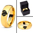 thumbnail image 4 of Tungsten Heart Shaped Baseball Ball Band Ring 7mm Men Women Comfort Fit 18k Yellow Gold Dome Polished, 4 of 4
