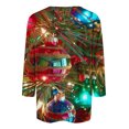 thumbnail image 4 of asdoklhq Christmas Flannel Shirt Women's Christmas Glitter Print Round Neck 3/4 Sleeve T-Shirt Top Red 2X, 4 of 5