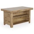 thumbnail image 2 of Finmind 3-Tier Farmhouse  Kitchen Island with Storage Shelf, 55 Inches Wooden Stationary Island Table with Large Worktop for Kitchen, Oak, 2 of 11