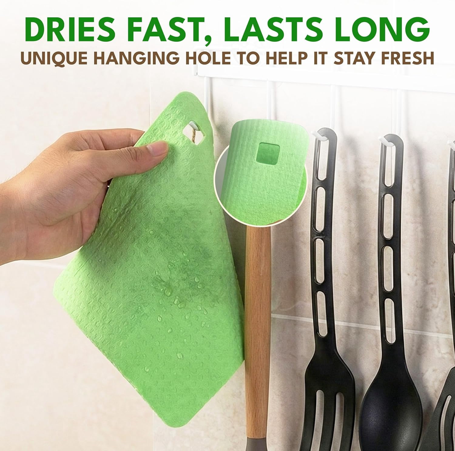 Cellulose Swedish Dishcloths for Kitchen - Reusable Dish Towels & Cloths - Super Absorbent, Odor Resistant and Fast Drying Wash Cloths for Dishes & Surfaces